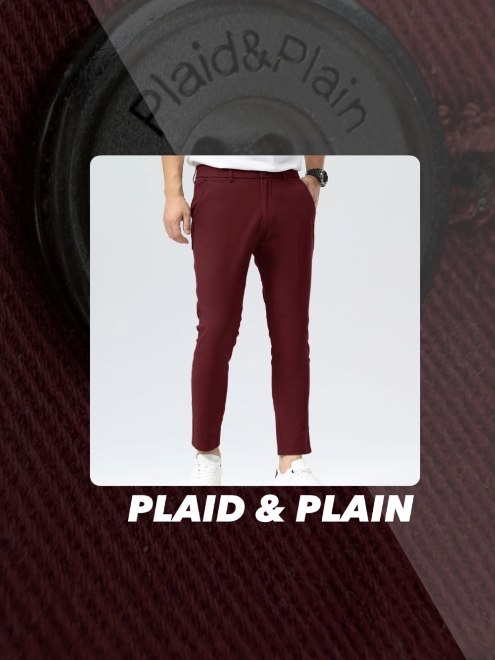 EUC Plaid & Plain Skinny Fit Chino Pants
